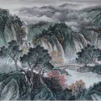 收藏必升值王宁精品仿古山水画《溪山积翠》