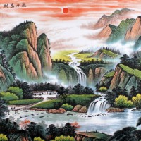 黄金遍地刘燕校六尺聚宝盆《湖光山色》窗水长流 流水生