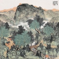 王宁新品力作青绿山水画国画作品《春回大地》